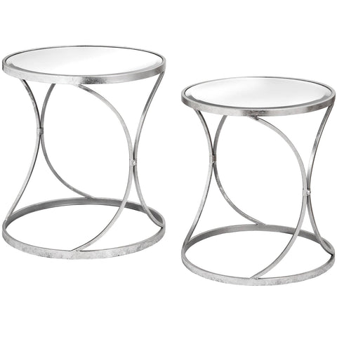Silver Curved Design Set Of 2 Side Tables Living Hill Interiors 