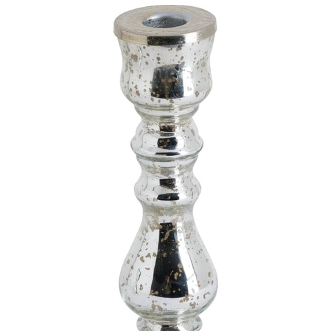 Silver Metallic Curved Glass Candle Holder Accessories Hill Interiors 