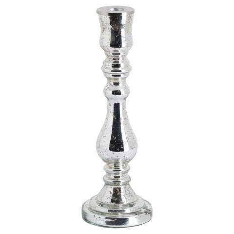 Silver Metallic Tall Curved Glass Candle Holder Accessories Hill Interiors 