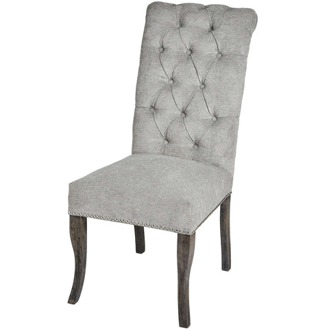 Silver Roll Top Dining Chair With Ring Pull Dining Hill Interiors 