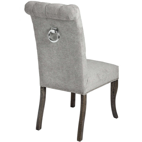 Silver Roll Top Dining Chair With Ring Pull Dining Hill Interiors 