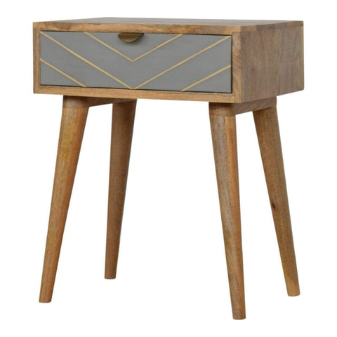 Sleek Cement Brass Inlay Bedside Sleeping Artisan Furniture 