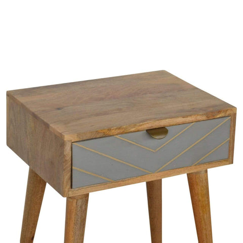 Sleek Cement Brass Inlay Bedside Sleeping Artisan Furniture 