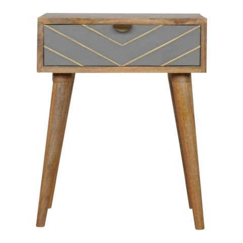 Sleek Cement Brass Inlay Bedside Sleeping Artisan Furniture 