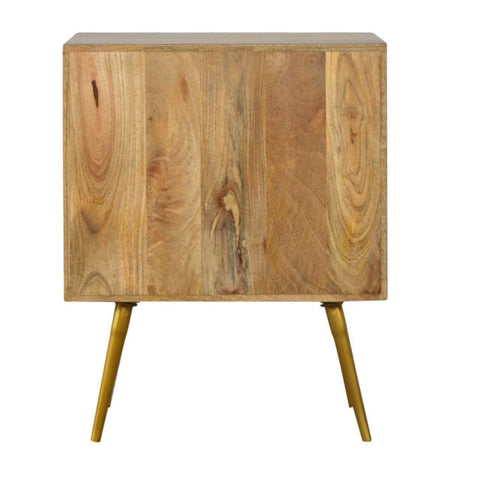 Sleek Cement Brass Inlay Bedside with Open Slot Sleeping Artisan Furniture 