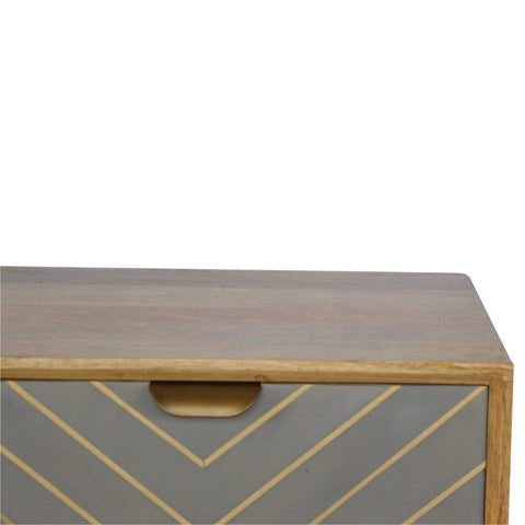 Sleek Cement Brass Inlay Bedside with Open Slot Sleeping Artisan Furniture 