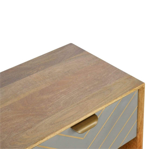 Sleek Cement Brass Inlay Bedside with Open Slot Sleeping Artisan Furniture 