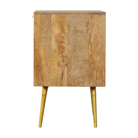 Sleek Cement Brass Inlay Bedside with Open Slot Sleeping Artisan Furniture 