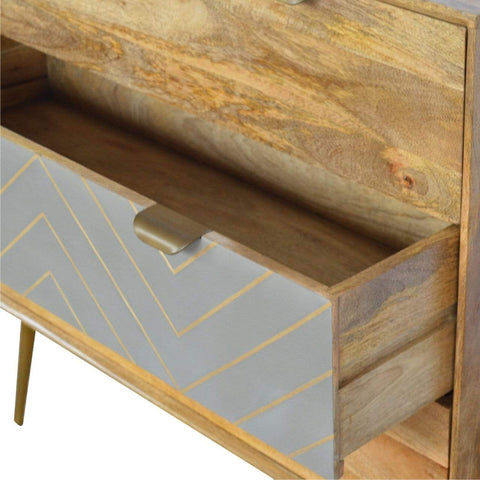 Sleek Cement Brass Inlay Chest Sleeping Artisan Furniture 