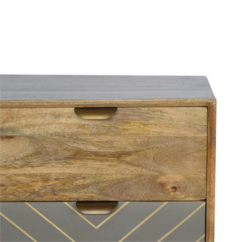 Sleek Cement Brass Inlay Chest Sleeping Artisan Furniture 