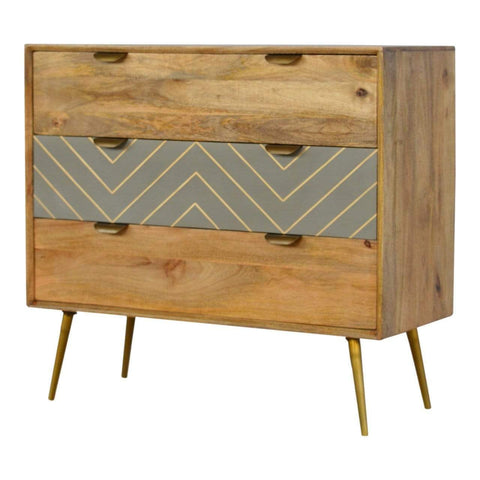 Sleek Cement Brass Inlay Chest Sleeping Artisan Furniture 