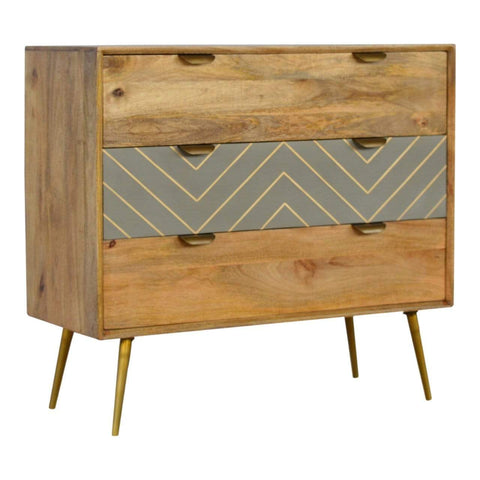 Sleek Cement Brass Inlay Chest Sleeping Artisan Furniture 