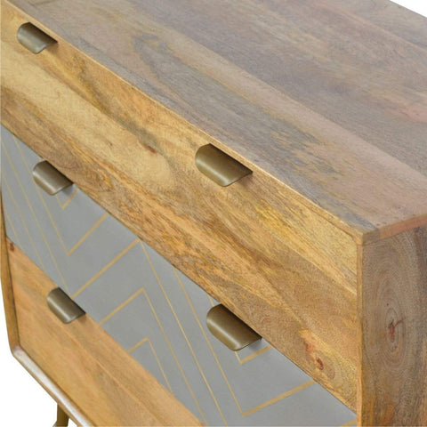 Sleek Cement Brass Inlay Chest Sleeping Artisan Furniture 
