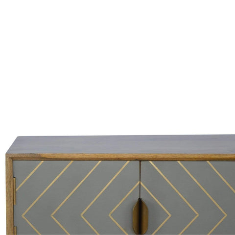 Sleek Cement Brass Inlay Media Unit Living Artisan Furniture 