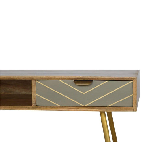 Sleek Cement Brass Inlay Writing Desk Living Artisan Furniture 
