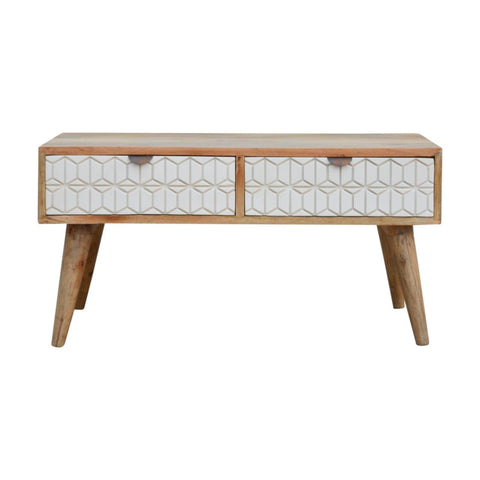 Sleek White Carved Coffee Table Living Artisan Furniture 