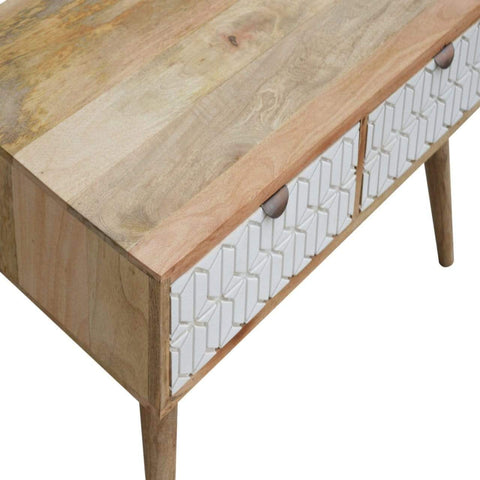 Sleek White Carved Coffee Table Living Artisan Furniture 