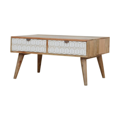 Sleek White Carved Coffee Table Living Artisan Furniture 