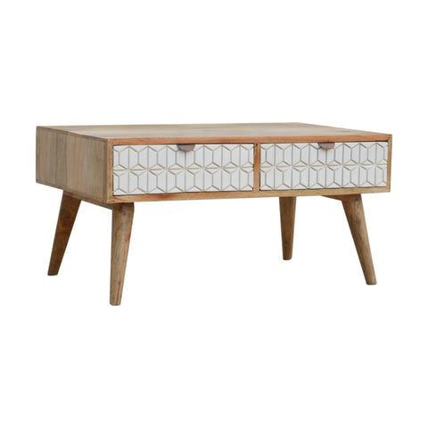 Sleek White Carved Coffee Table Living Artisan Furniture 