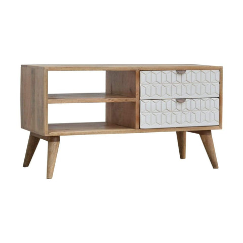 Sleek White Carved Media Unit Living Cabinets Artisan Furniture 