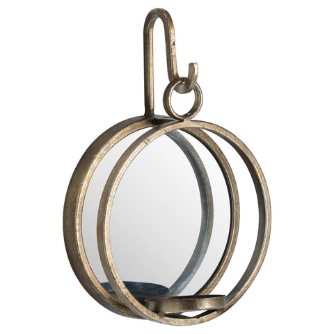 Small Bronze Wall Hanging Mirrored Candle Holder Accessories Hill Interiors 