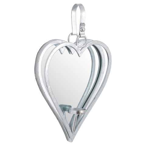 Small Silver Mirrored Heart Candle Holder Accessories Hill Interiors 