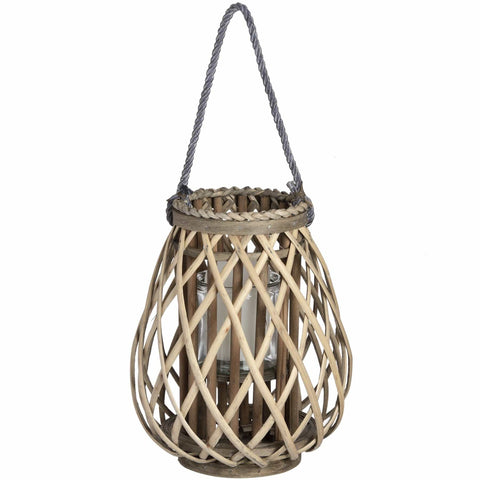 Small Wicker Bulbous Lantern Accessories Hill Interiors 