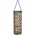 Small Wicker Lantern with Glass Hurricane Accessories Hill Interiors 