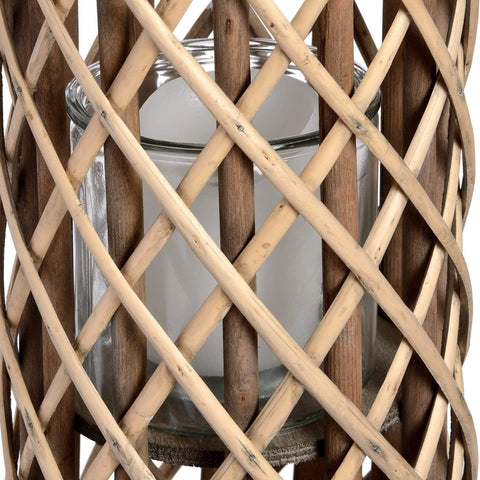 Small Wicker Lantern with Glass Hurricane Accessories Hill Interiors 