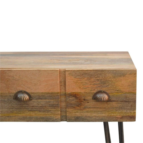 Solid Wood 4 Drawers Console Table with Iron Base Living Artisan Furniture 