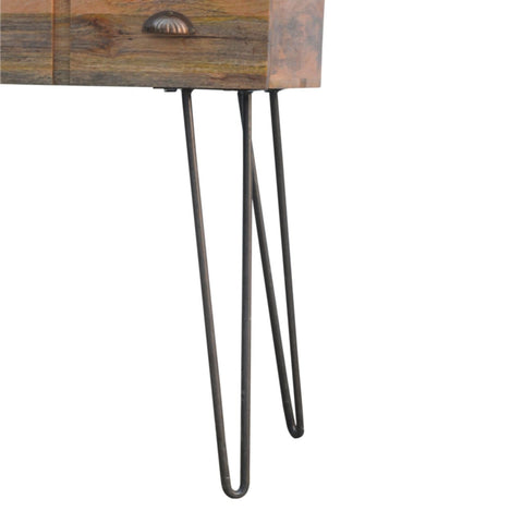 Solid Wood 4 Drawers Console Table with Iron Base Living Artisan Furniture 