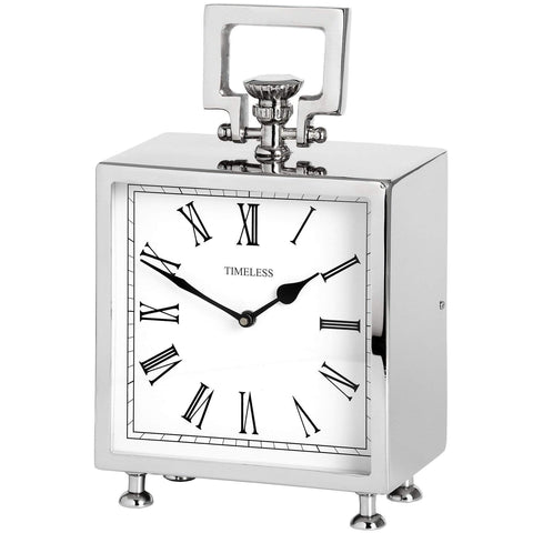 Square Nickel Table Clock Accessories Hill Interiors 