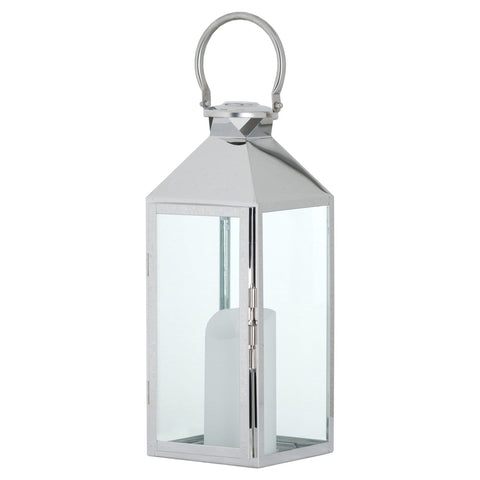 Stainless Steel Lantern With Wax Flickering Flame Candle Accessories Hill Interiors 