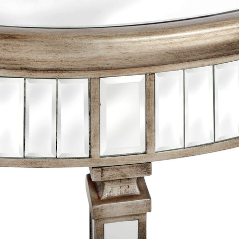The Belfry Collection Half Moon Mirrored Table Living Hill Interiors 
