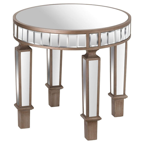 The Belfry Collection Mirrored Round Side Table Living Hill Interiors 