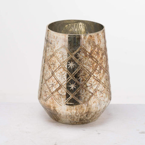 The Noel Collection Burnished Medium Etched Candle Holder Accessories Hill Interiors 