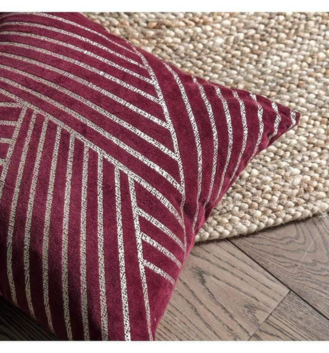 Velvet Linear Geo Cushion Claret Accessories Regency Studio 