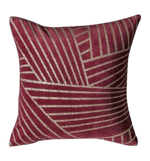 Velvet Linear Geo Cushion Claret Accessories Regency Studio 