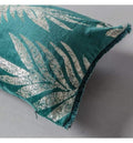 Velvet Metallic Leaves Cushion Teal Accessories Regency Studio 