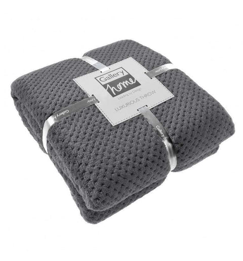 Waffle Fleece Throw Charcoal Accessories Regency Studio 