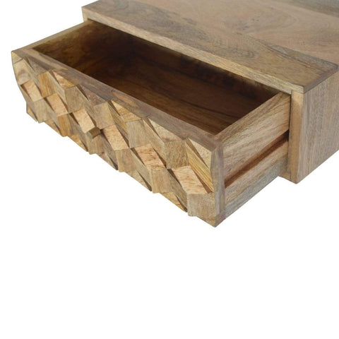 Wall Mounted Cube Carved Bedside Sleeping Artisan Furniture 