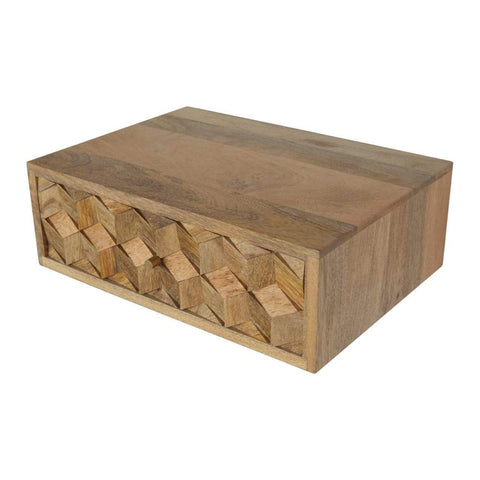 Wall Mounted Cube Carved Bedside Sleeping Artisan Furniture 