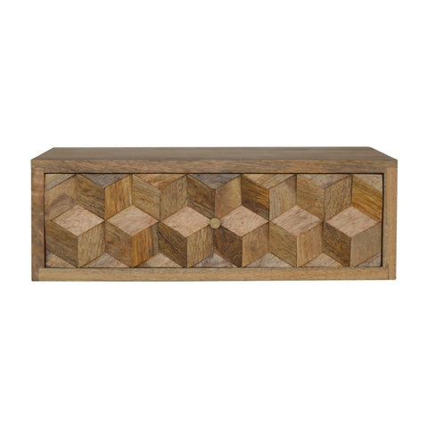 Wall Mounted Cube Carved Bedside Sleeping Artisan Furniture 