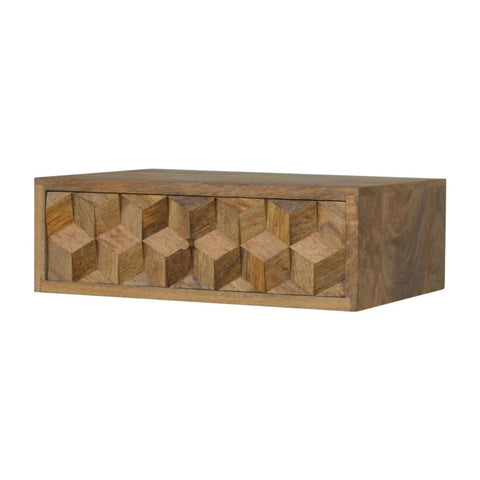 Wall Mounted Cube Carved Bedside Sleeping Artisan Furniture 