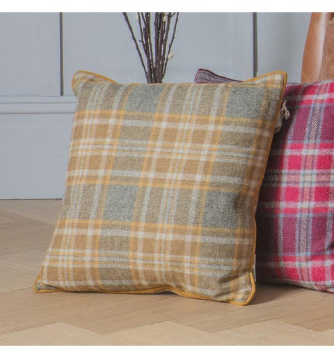 Wetherby Check Cushion Ochre Accessories Regency Studio 