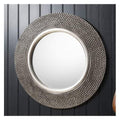 Whittington Round Mirror Raised Bobble Finish 31.5" Sleeping Regency Studio 
