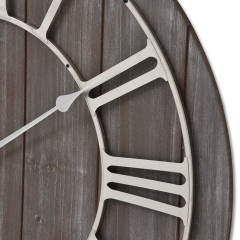 Wooden Clock With Contrasting Nickel Detail Accessories Hill Interiors 
