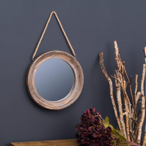 Wooden Frame Rope Hanging Mirror Mirrors Hill Interiors 