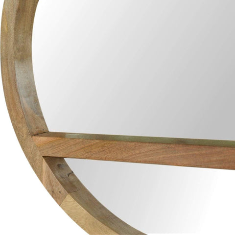 Wooden Round Mirror with 1 Shelf Mirrors Artisan Furniture 