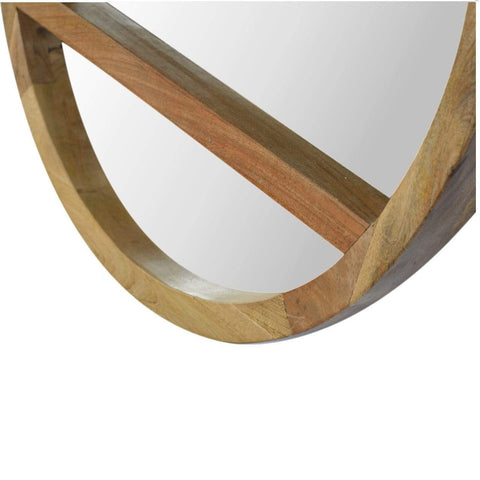 Wooden Round Mirror with 1 Shelf Mirrors Artisan Furniture 